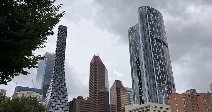 Downtown Calgary business center with condominiums and restaurants