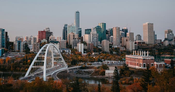 Downtown Edmonton panoramic cityscape view
