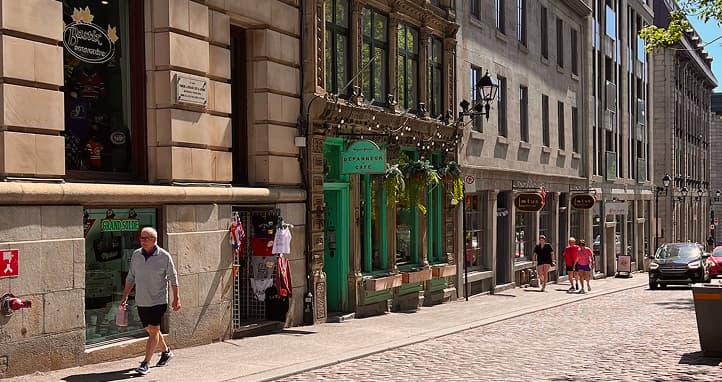 Montreal Old Town historic quarter with cafes and restaurants