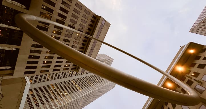 Montreal business centre with condominiums, cafes, and nightlife