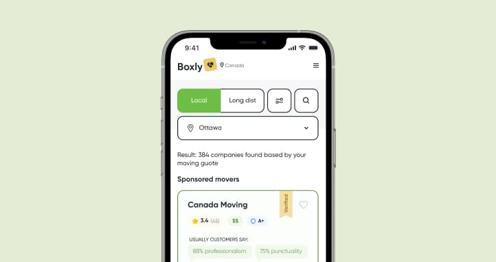 Boxly platform connecting you with trusted movers across Canada