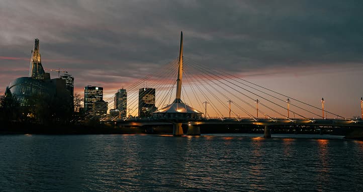 Downtown Winnipeg panoramic aerial views of the city skyline