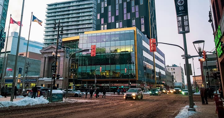Winnipeg city center streets during winter