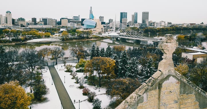 Winnipeg in winter panoramic view of the city